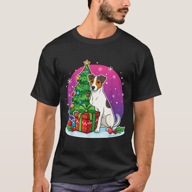 Christmas Jack Russell Santa Hat Xmas Jack Russell T-Shirt (Front)