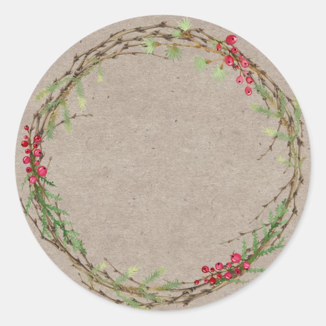 Christmas Jam Canning Rustic Homemade Kraft Paper Classic Round Sticker (Front)