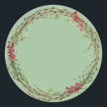 Christmas Jam Canning Rustic Homemade Mason Jar Classic Round Sticker<br><div class="desc">Rustic and modern Christmas homemade jam canning mason jar sticker with a lovely Christmas holiday wreath with greenery and berries on a quiet green background. Simply add your name and the product name to the label. Exclusively designed for you by Happy Dolphin Studio. If you need any help or matching...</div>