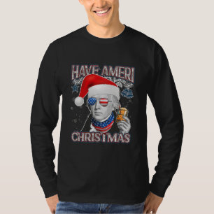 Christmas James Madison Santa Hat American Flag T-Shirt