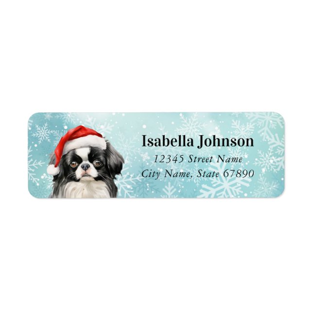 Christmas Japanese Chin Dog Return Address Labels (Front)