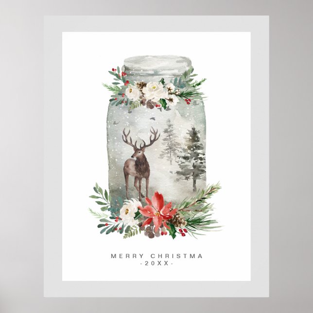 Christmas Jar Mystical Deer & Bouquet Poster (Front)