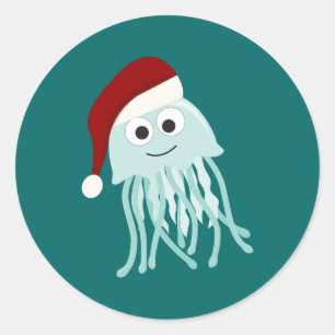 Christmas Jellyfish Classic Round Sticker