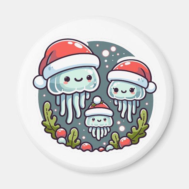 Christmas jellyfish family magnet (Front)