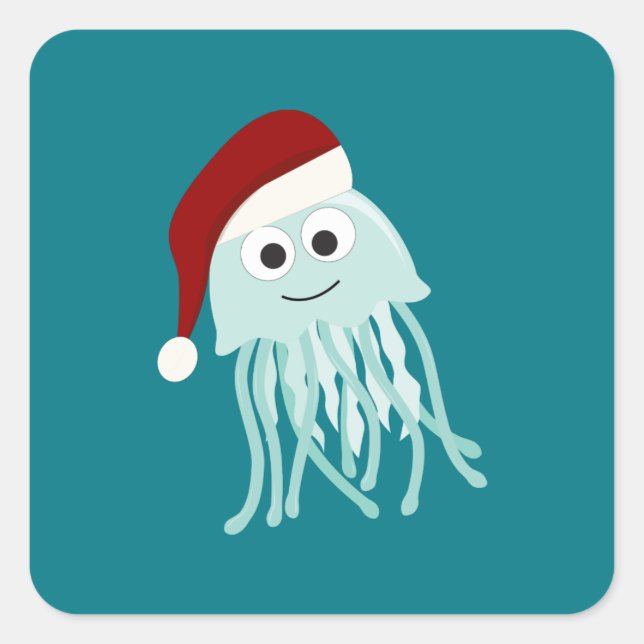 Christmas Jellyfish Square Sticker (Front)