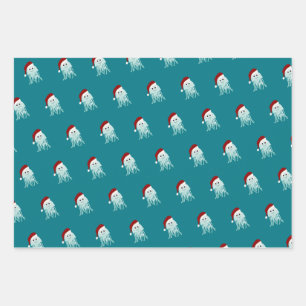 Christmas Jellyfish Wrapping Paper Sheet