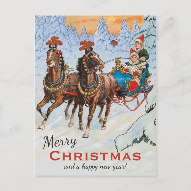 Christmas Jenny Nyström Lively sleigh ride CC0079 Postcard (Front)