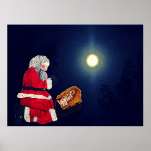 CHRISTMAS JESUS AND SANTA POSTER