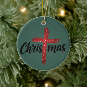 Christmas Jesus Cross Christian Faith Religion Ceramic Tree Decoration
