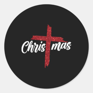 Christmas Jesus Cross Christian Religious Faith Xm Classic Round Sticker
