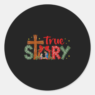 Christmas Jesus Cross Religious Christian Xmas Tru Classic Round Sticker