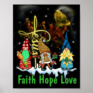 Christmas Jesus Faith Hope Love Snowman Christian Poster