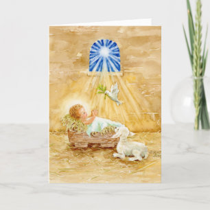 Christmas Jesus in Manger Child of Peace BlankCard Card