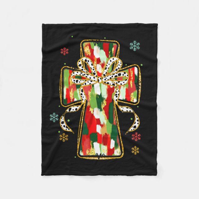 Christmas Jesus Is The Reason Christian Cross Coqu Fleece Blanket (Front)