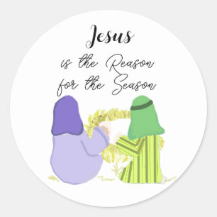 Christmas Jesus is the Reason Round Sticker