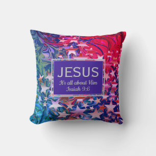 Christmas   JESUS   Isaiah 9:6   Abstract   PURPLE Cushion