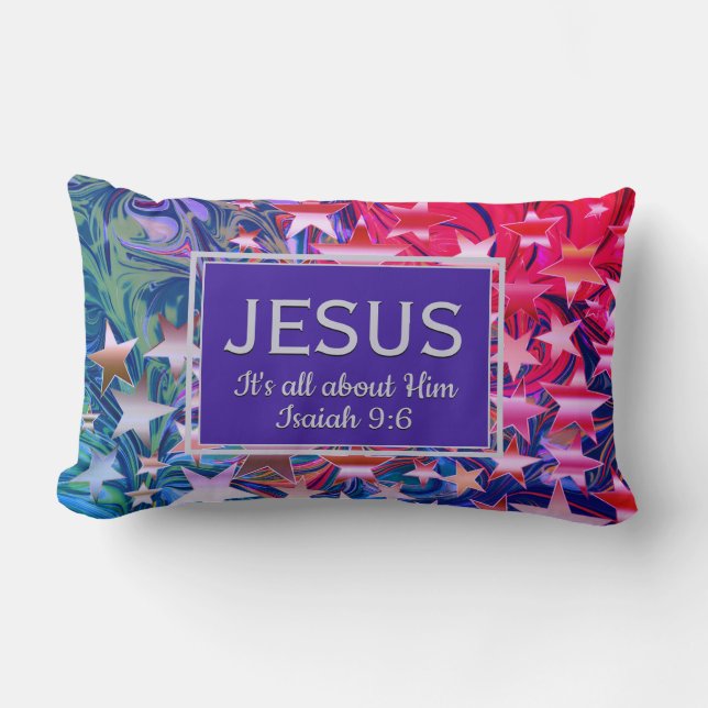 Christmas | JESUS | Isaiah 9:6 | Abstract | PURPLE Lumbar Cushion (Front)