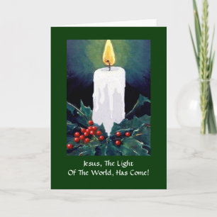 CHRISTMAS: JESUS, LIGHT, CANDLE: ART HOLIDAY CARD