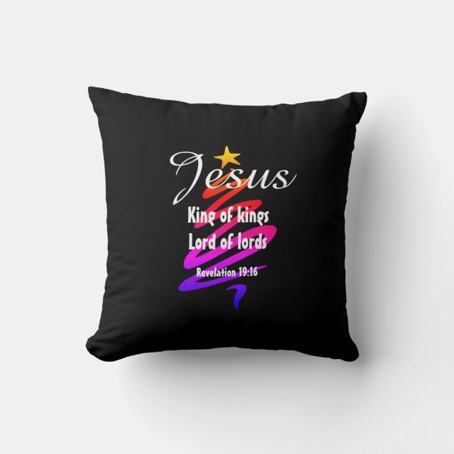 Christmas JESUS LORD OF LORDS Customised BLACK Cushion (Front)