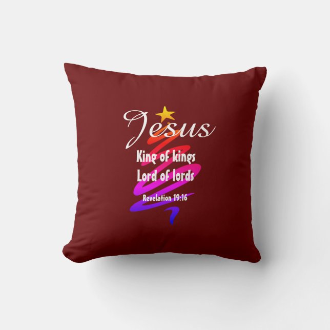 Christmas JESUS LORD OF LORDS Customised RED Cushion (Front)