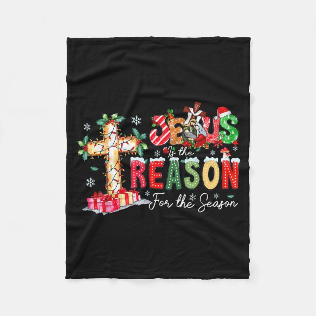 Christmas Jesus Reason Season Xmas Christian Men W Fleece Blanket (Front)