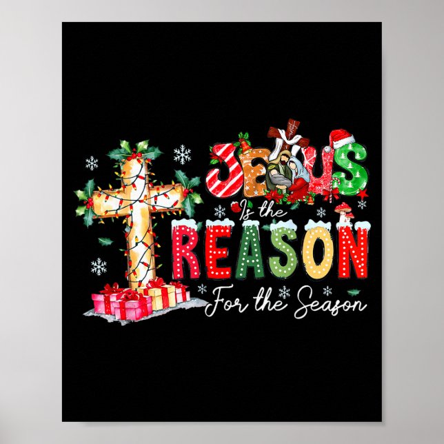 Christmas Jesus Reason Season Xmas Christian Men W Poster (Front)