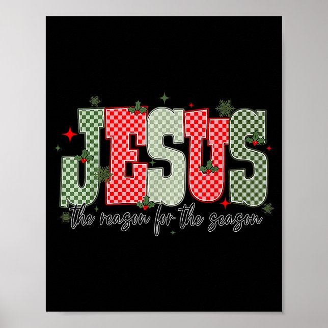 Christmas Jesus Reason Season Xmas Christian Men W Poster (Front)