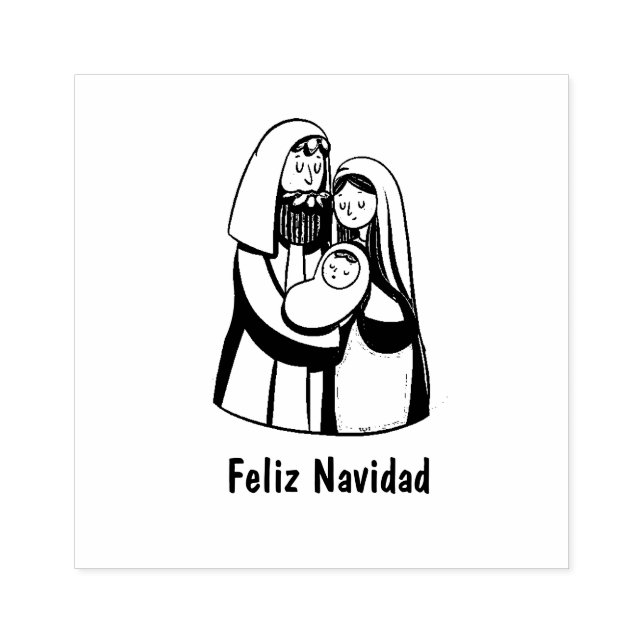 Christmas Jesus Religious Spanish Feliz Navidad Rubber Stamp (Imprint)