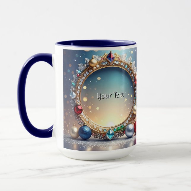 Christmas Jewel Frame Holiday Mug (Left)