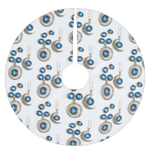 Christmas jewellery Tree blue black bright Moon  Brushed Polyester Tree Skirt