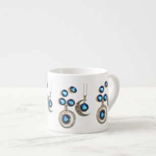 Christmas jewellery Tree blue black bright Moon  Espresso Cup