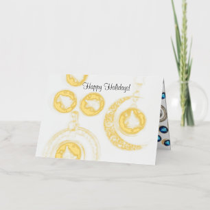 Christmas jewellery Tree blue black bright Moon  Foil Holiday Card