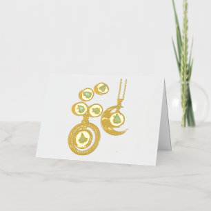 Christmas jewellery Tree blue black bright Moon  Foil Holiday Card