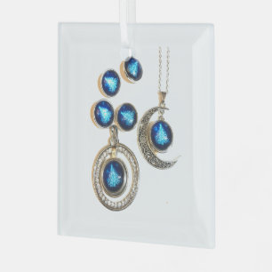 Christmas jewellery Tree blue black bright Moon Glass Tree Decoration