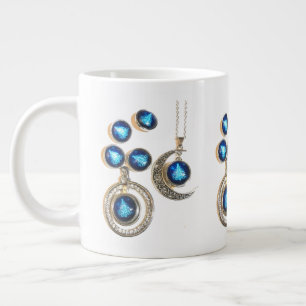 Christmas jewellery Tree blue black bright Moon Large Coffee Mug