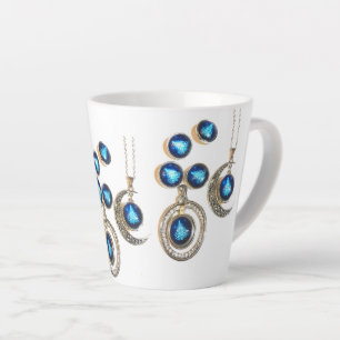 Christmas jewellery Tree blue black bright Moon Latte Mug