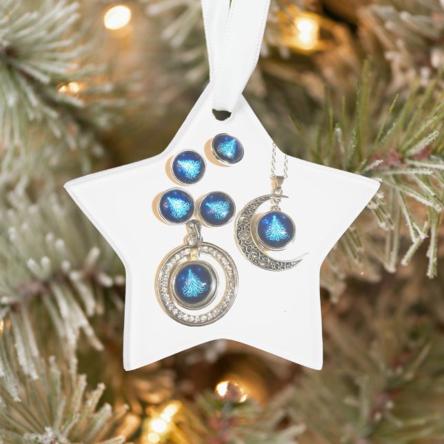 Christmas jewellery Tree blue black bright Moon  Ornament (Tree)
