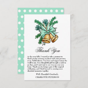 Christmas Jingle Bell Bridal Shower Thank You Card