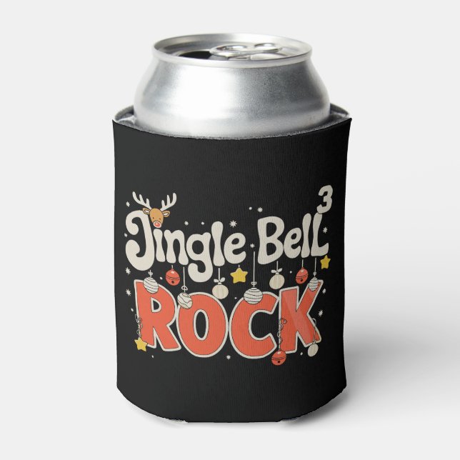 Christmas Jingle Bells 3 Math Rock Xmas Holiday Can Cooler (Can Front)