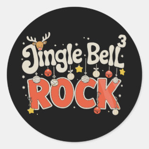 Christmas Jingle Bells 3 Math Rock Xmas Holiday Classic Round Sticker