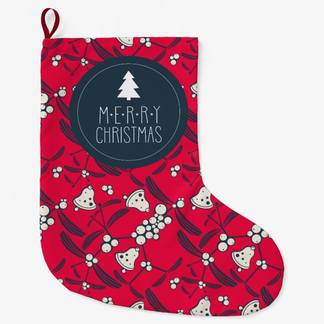 Christmas Jingle Bells Joyful Greetings Collection Large Christmas Stocking (Front)