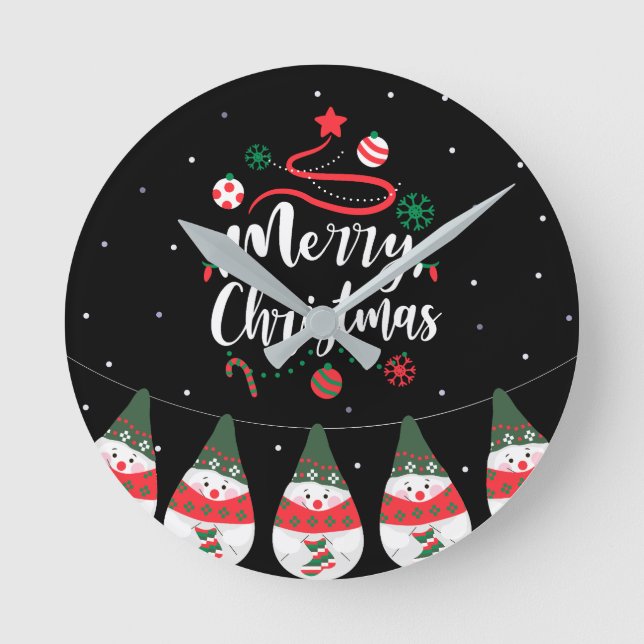 Christmas Jingle Bells Joyful Greetings Collection Round Clock (Front)
