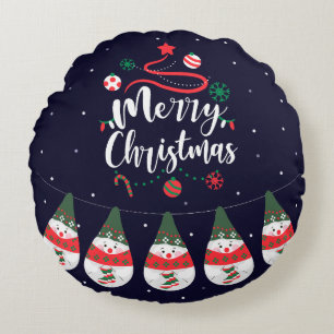 Christmas Jingle Bells Joyful Greetings Collection Round Cushion