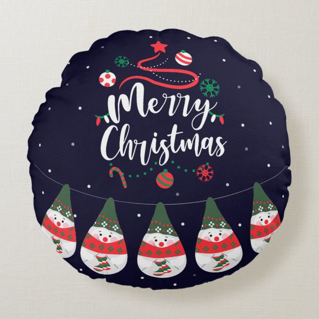 Christmas Jingle Bells Joyful Greetings Collection Round Cushion (Front)