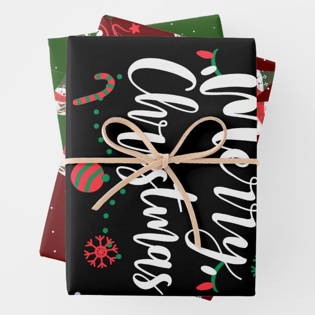 Christmas Jingle Bells Joyful Greetings Collection Wrapping Paper Sheet (In situ)