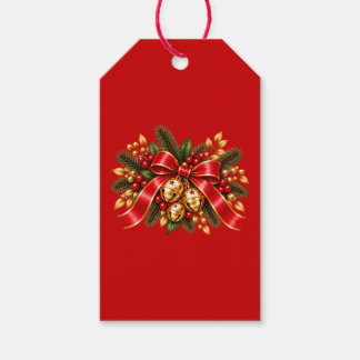 Christmas Jingle Bells Red Bow Festive Gift Tags