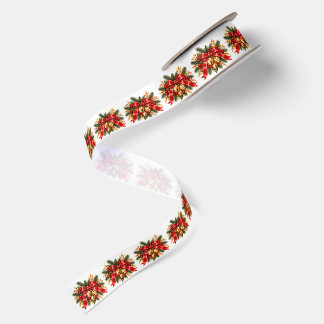 Christmas Jingle Bells Red Bow Festive Satin Ribbon