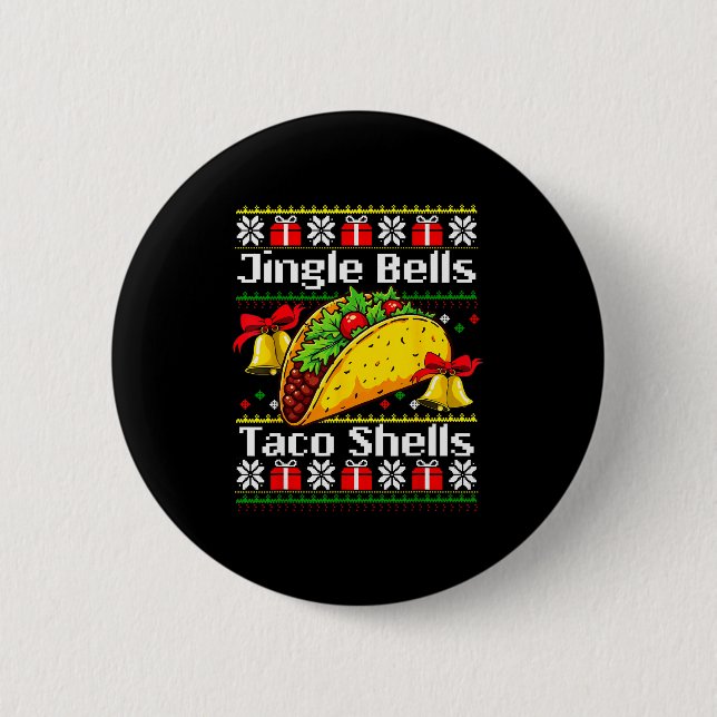 Christmas Jingle Bells Taco Shells Funny Family Ug 6 Cm Round Badge (Front)