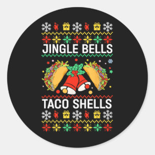 Christmas Jingle Bells Taco Shells Funny Family Ug Classic Round Sticker