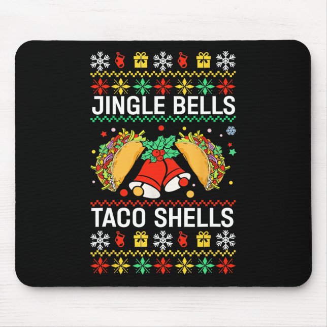 Christmas Jingle Bells Taco Shells Funny Family Ug Mouse Mat (Front)